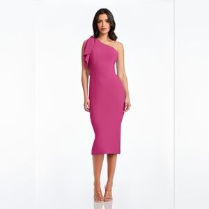 Dress The Population Medium One Shoulder Tiffany Dress In Hibiscus Pink